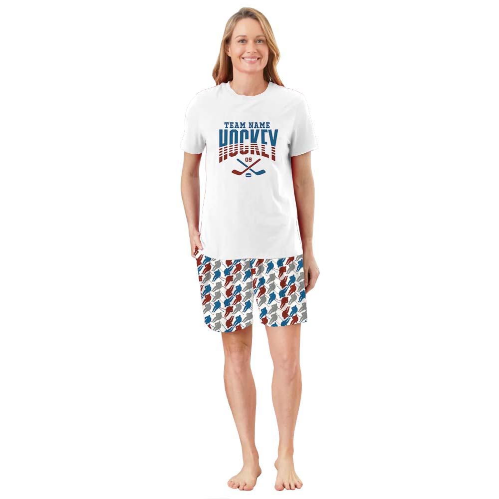 Customizable Hockey Sport Pajama Short Sets