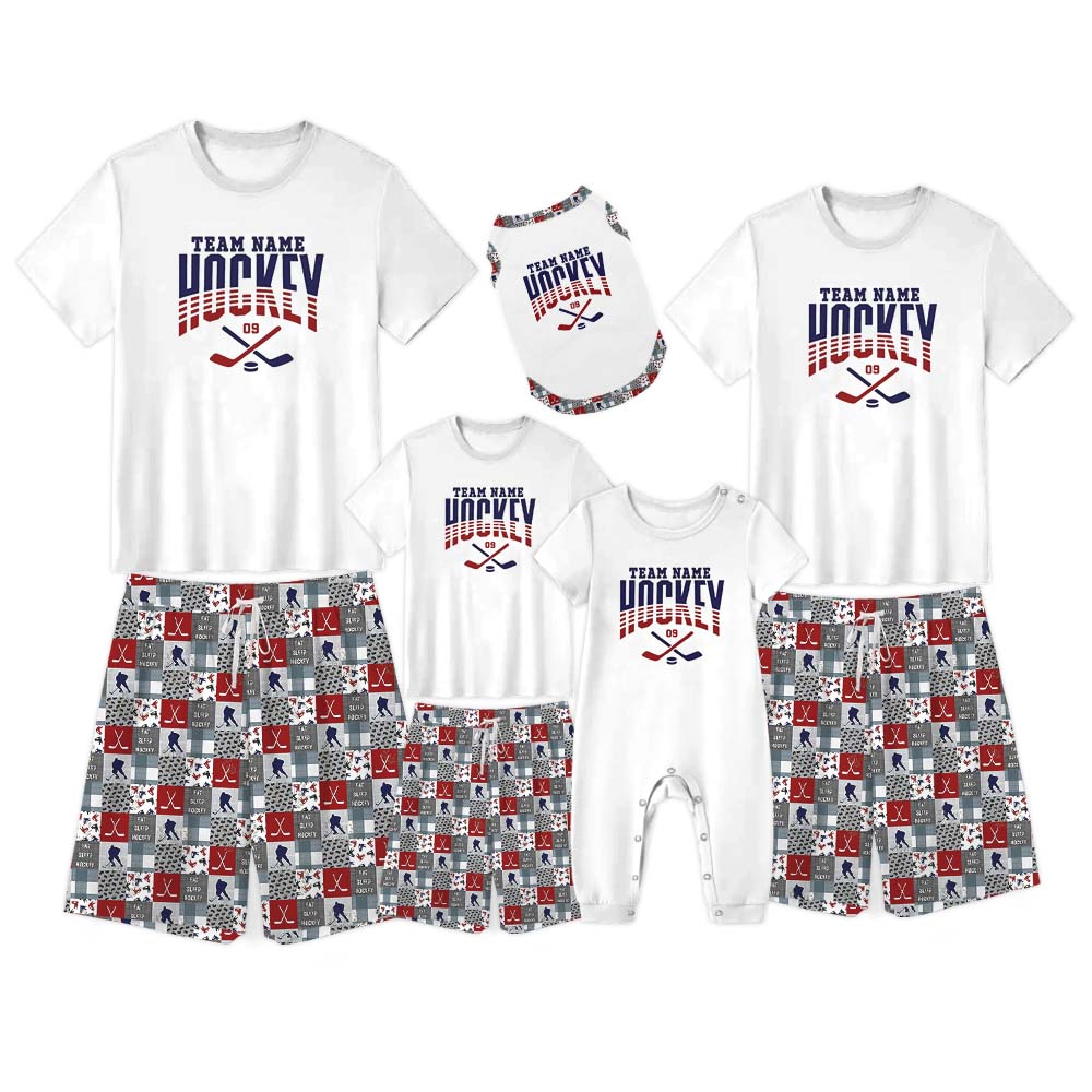 Hockey Themed With Name Pajamas For Adults Short Sleeves Hockey Themed With Name Pajamas For Adults Short Sleeves