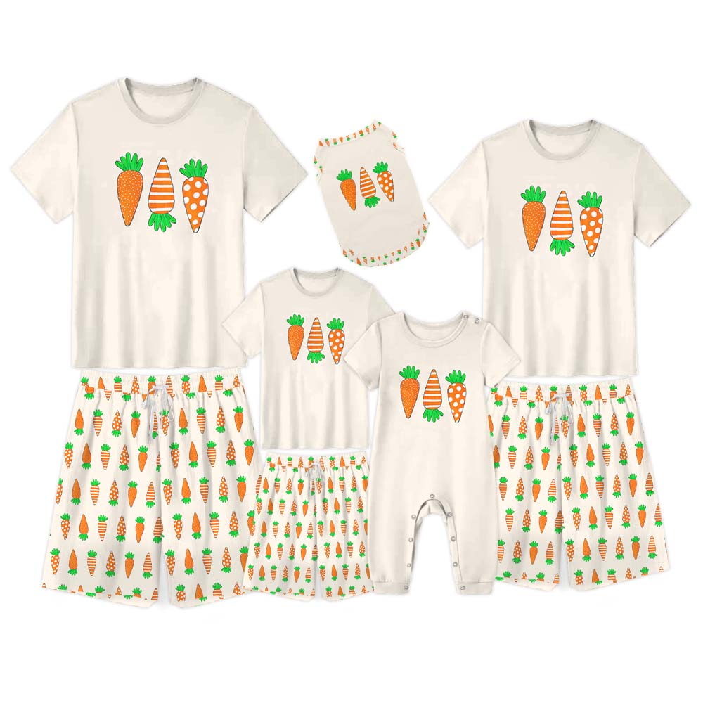 Adorable Carrot Easter Family Matching Short Sleeves Pajamas Adorable Carrot Easter Family Matching Short Sleeves Pajamas