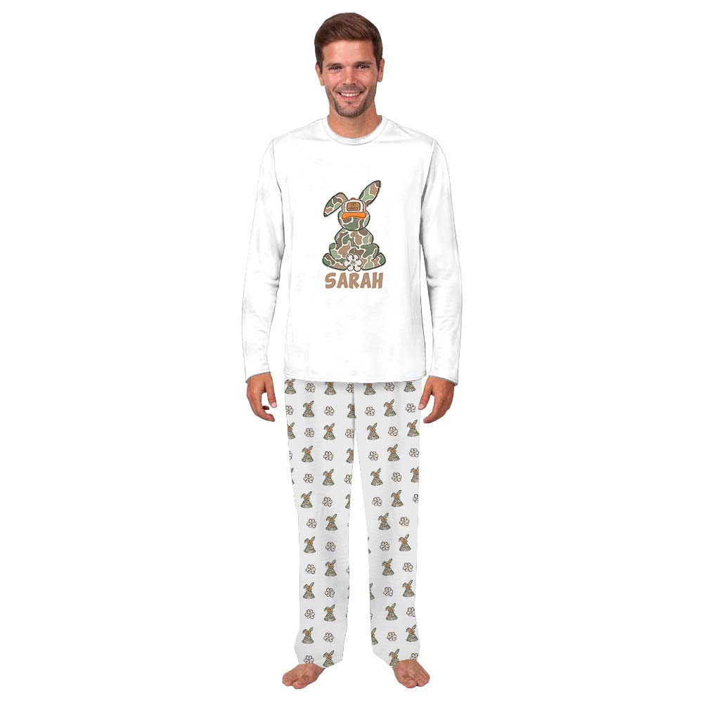 Festive Personalized Name Rabbit Easter Pajamas For Adults Festive Personalized Name Rabbit Easter Pajamas For Adults