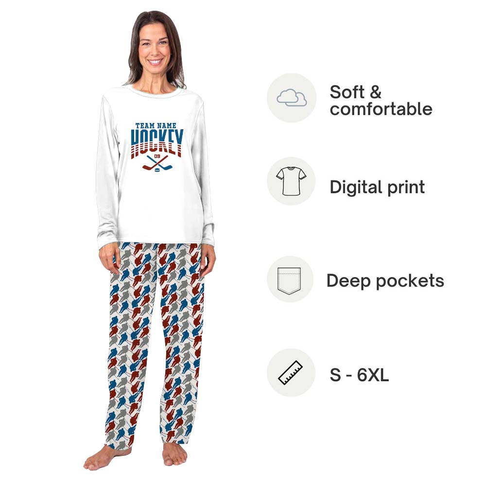 Personalized Hockey Team Matching Family Sport Pajama Sets Personalized Hockey Team Matching Family Sport Pajama Sets