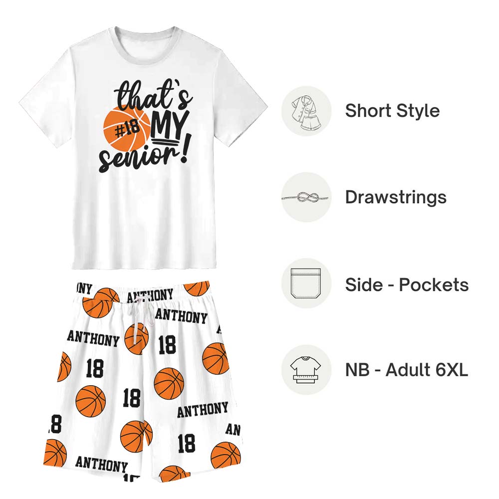 Customizable Senior Basketball Pajamas For Adults Short Sleeves Customizable Senior Basketball Pajamas For Adults Short Sleeves
