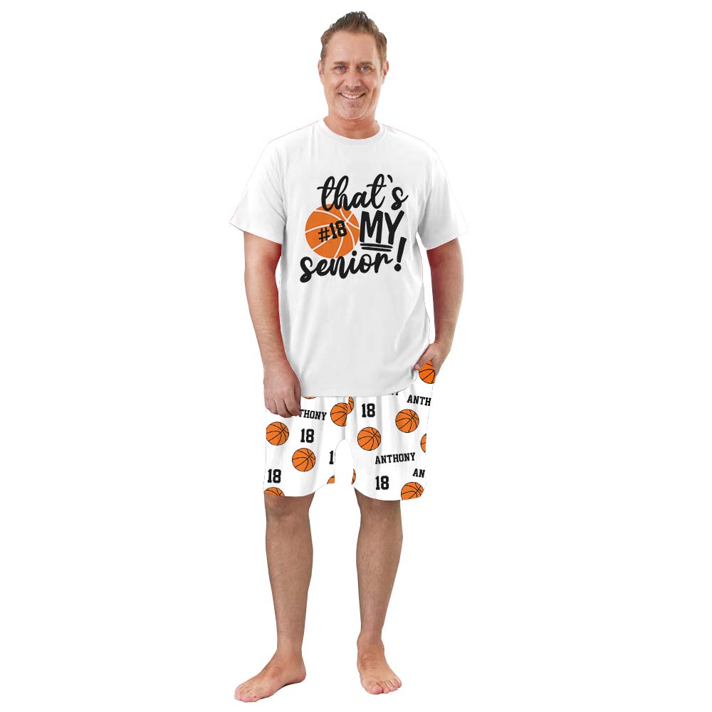 Customizable Senior Basketball Pajamas For Adults Short Sleeves Customizable Senior Basketball Pajamas For Adults Short Sleeves