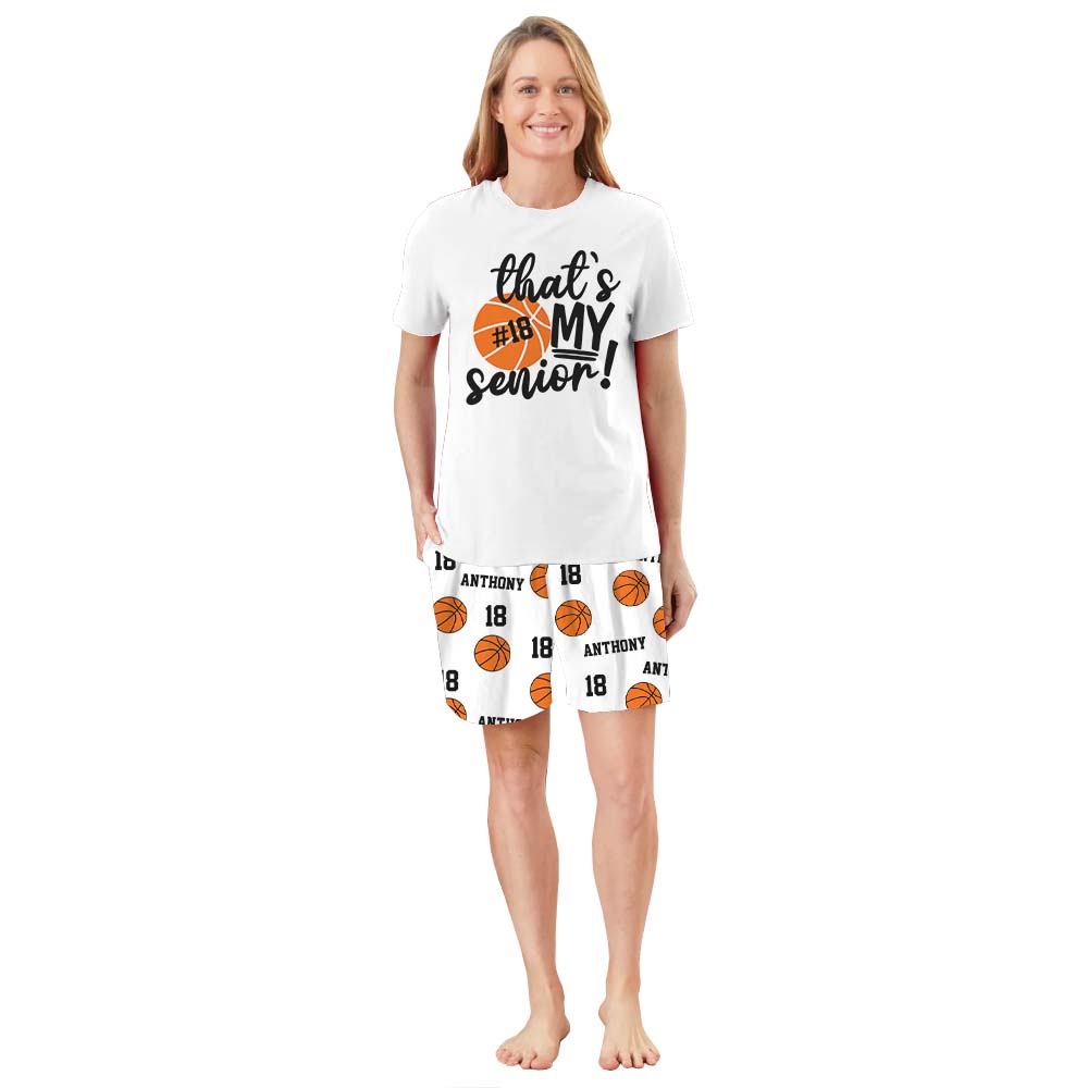 Customizable Senior Basketball Pajamas For Adults Short Sleeves Customizable Senior Basketball Pajamas For Adults Short Sleeves
