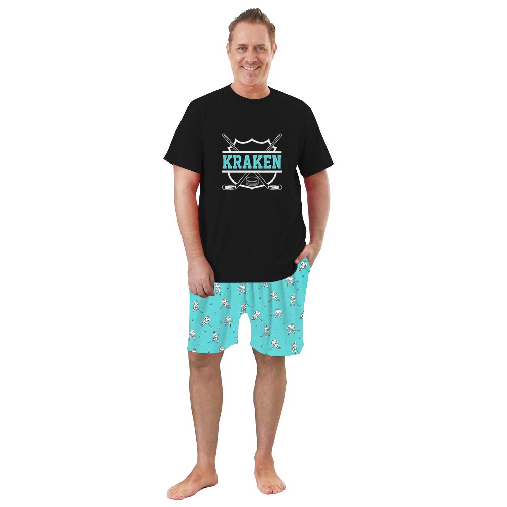 Unique Hockey Themed Jammies Matching Short Sleeves Unique Hockey Themed Jammies Matching Short Sleeves