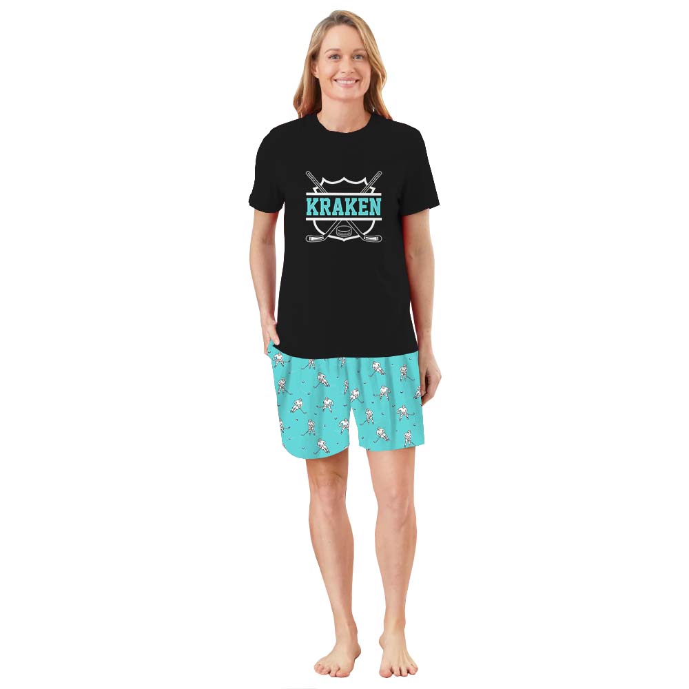 Unique Hockey Themed Jammies Matching Short Sleeves Unique Hockey Themed Jammies Matching Short Sleeves
