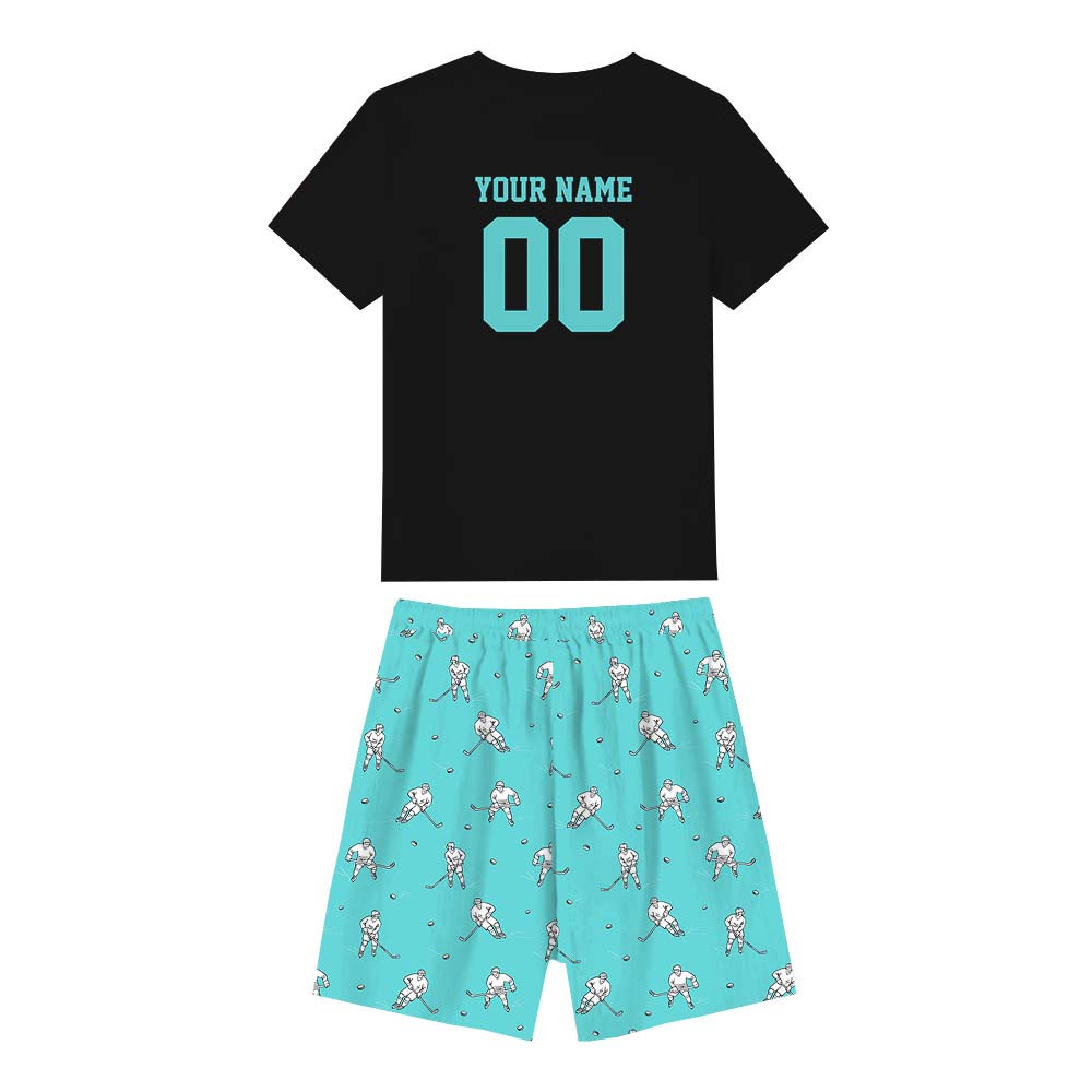 Unique Hockey Themed Jammies Matching Short Sleeves Unique Hockey Themed Jammies Matching Short Sleeves