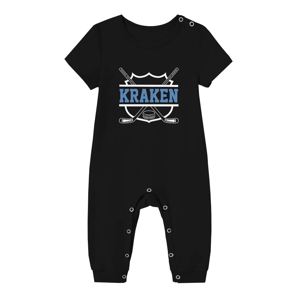 Custom Name Hockey Matching Family Pajamas With Dogs Short Sleeve
