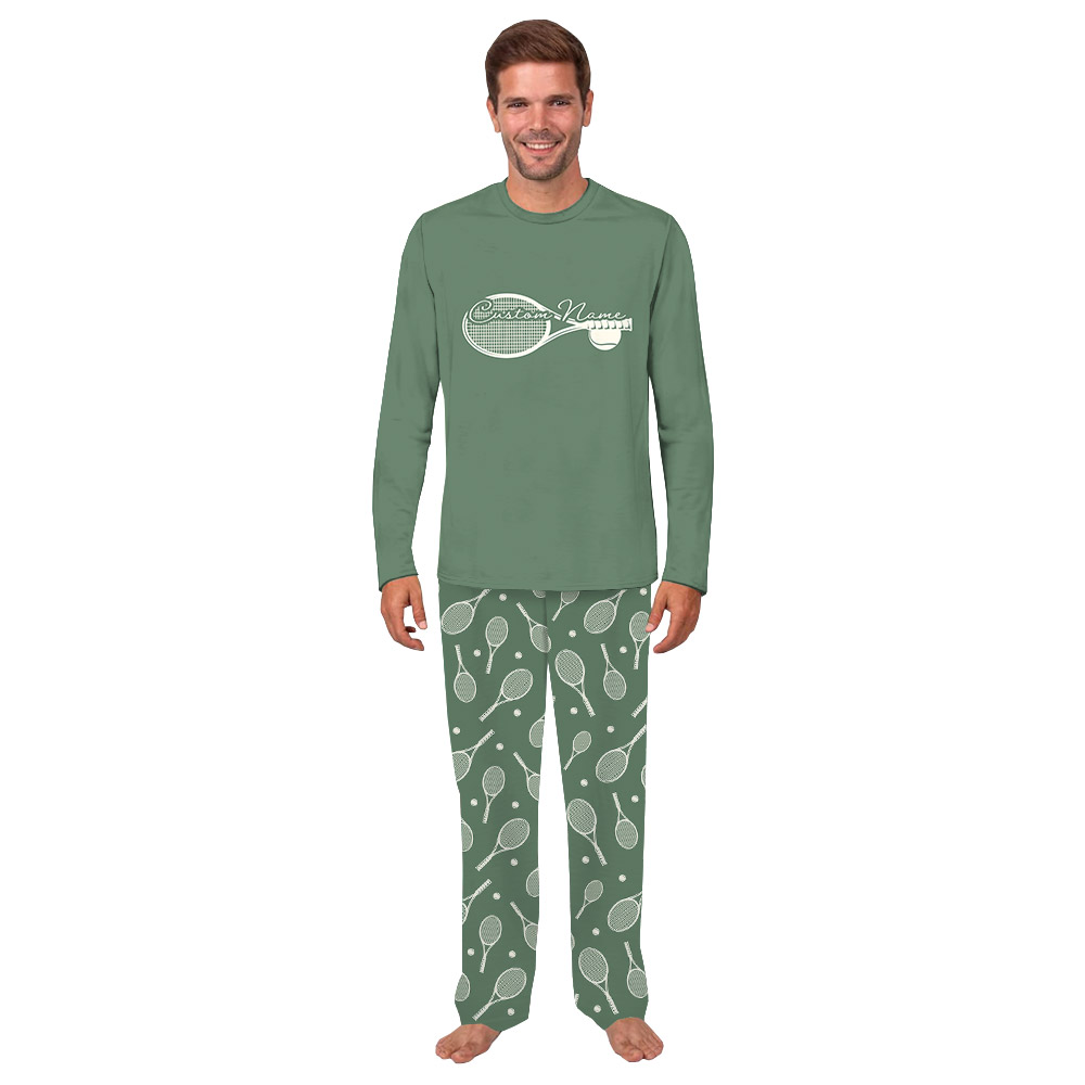 Customizable Tennis Ball And Racket Print Pajamas Customizable Tennis Ball And Racket Print Pajamas