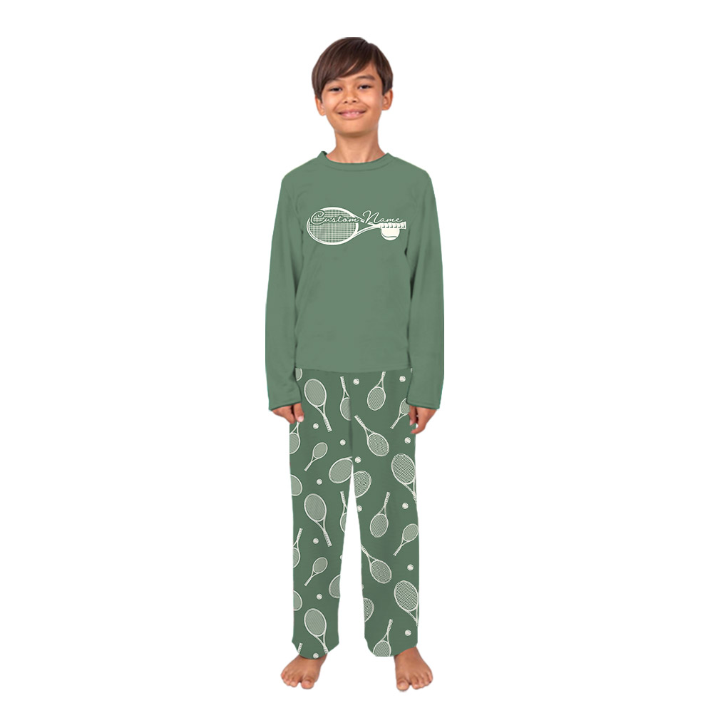 Customizable Tennis Ball And Racket Print Pajamas Customizable Tennis Ball And Racket Print Pajamas