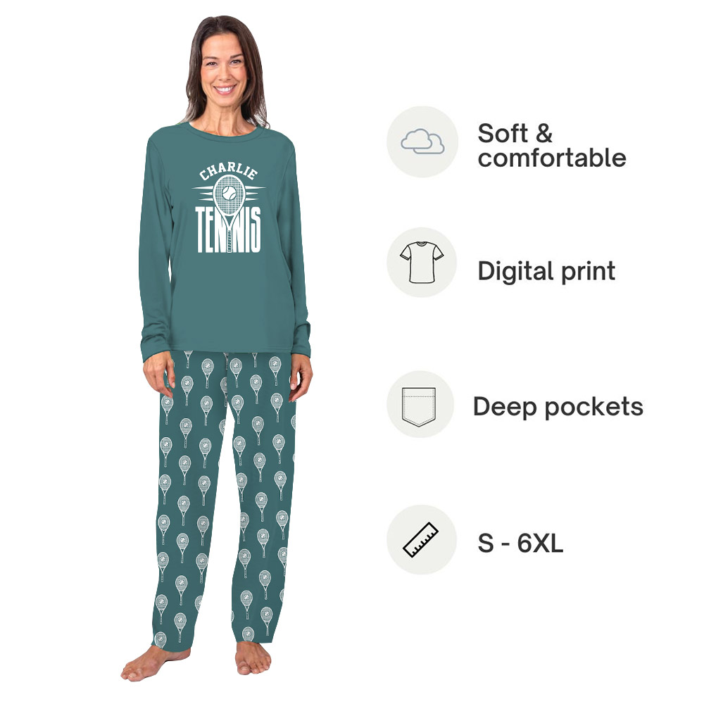 Matching Tennis Themed Pajama Sets Custom Your Name Matching Tennis Themed Pajama Sets Custom Your Name