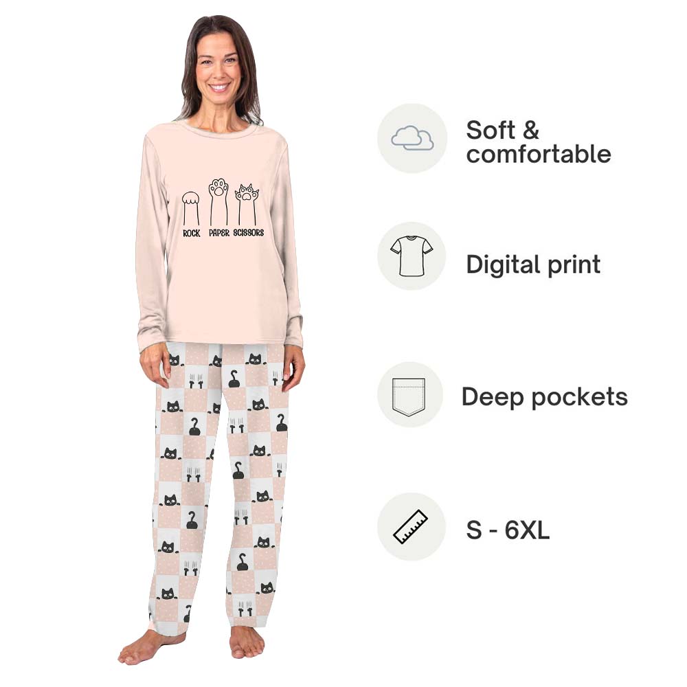 Funny Cat Family Pajama Sets Saying Rock Paper Scissors Funny Cat Family Pajama Sets Saying Rock Paper Scissors