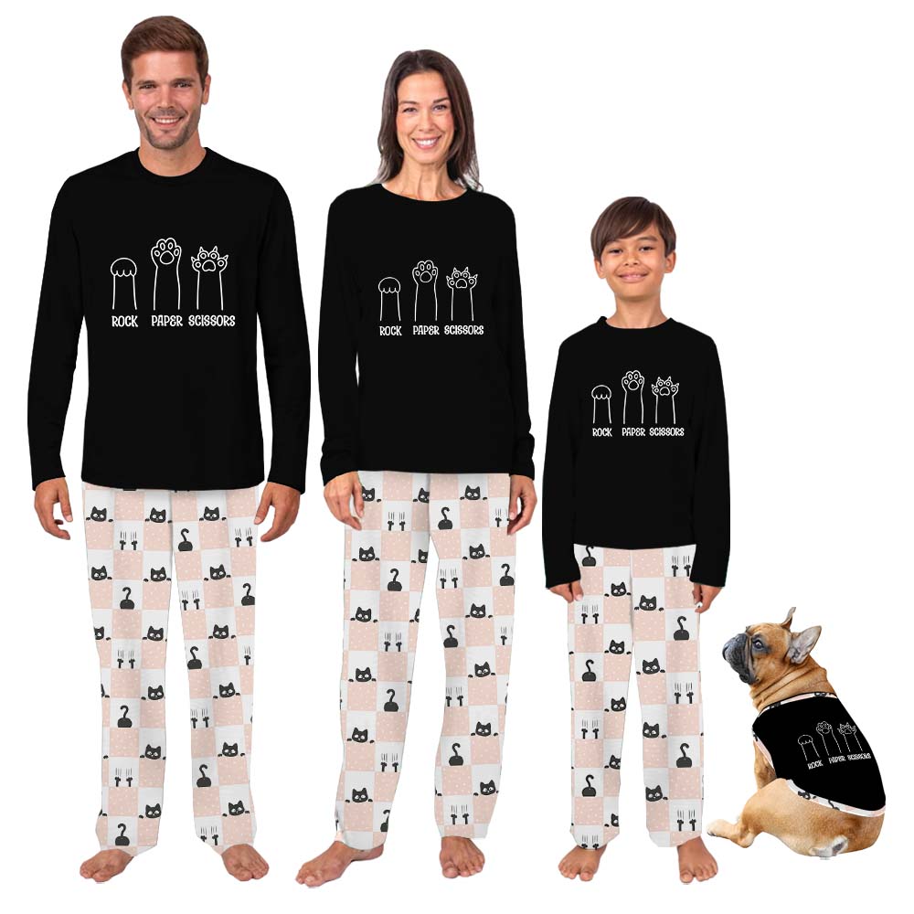 Funny Rock Paper Scissors Cat Pajamas For Owners And Dogs Funny Rock Paper Scissors Cat Pajamas For Owners And Dogs