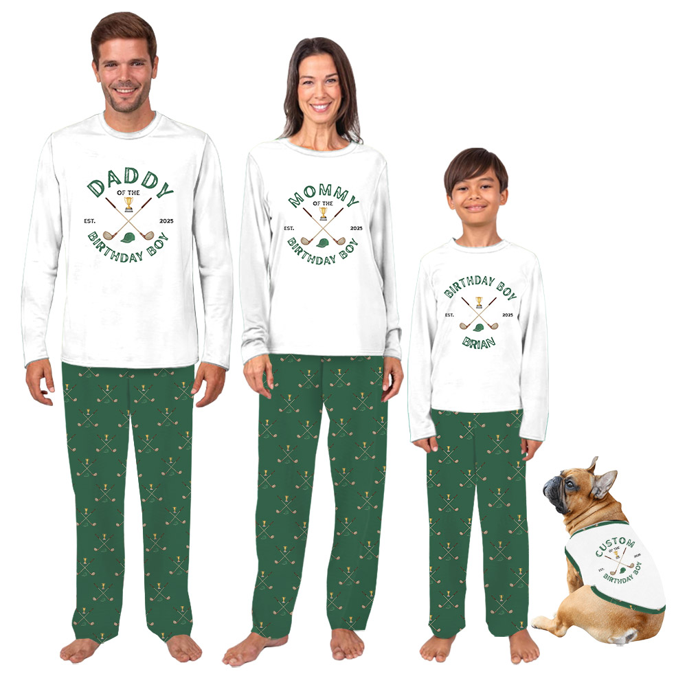 Personalized Golf Themed Birthday Family Pajamas