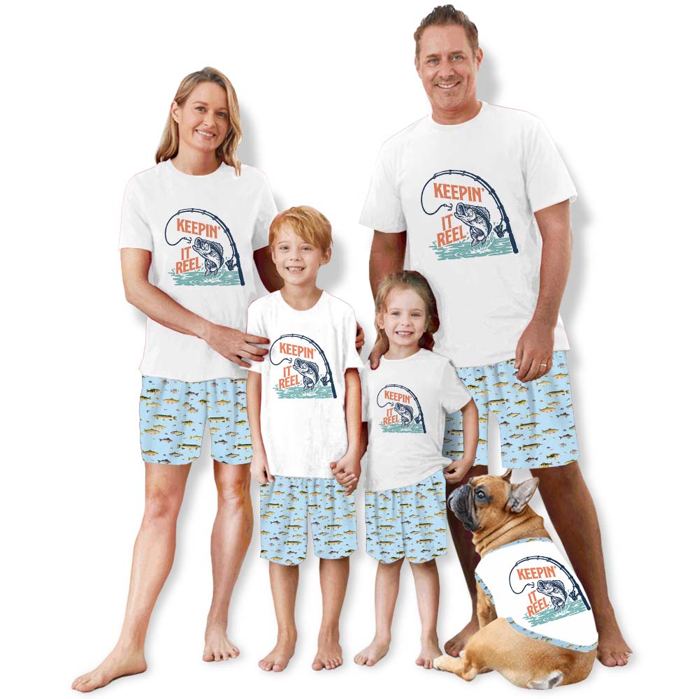 Keeping It Reel Fishing Themed Jammies Matching Short Sleeves Keeping It Reel Fishing Themed Jammies Matching Short Sleeves