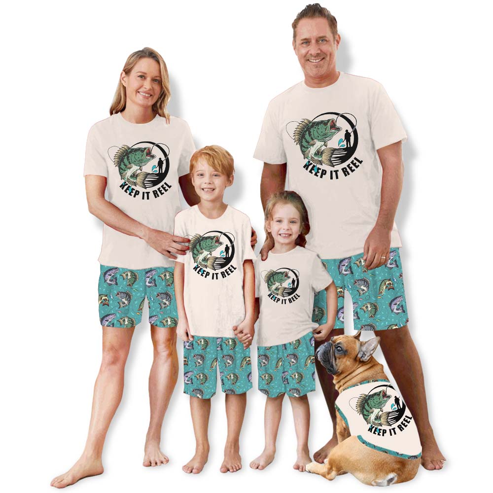 Cute Keep It Reel Fishing Pajama Shorts Set Cute Keep It Reel Fishing Pajama Shorts Set