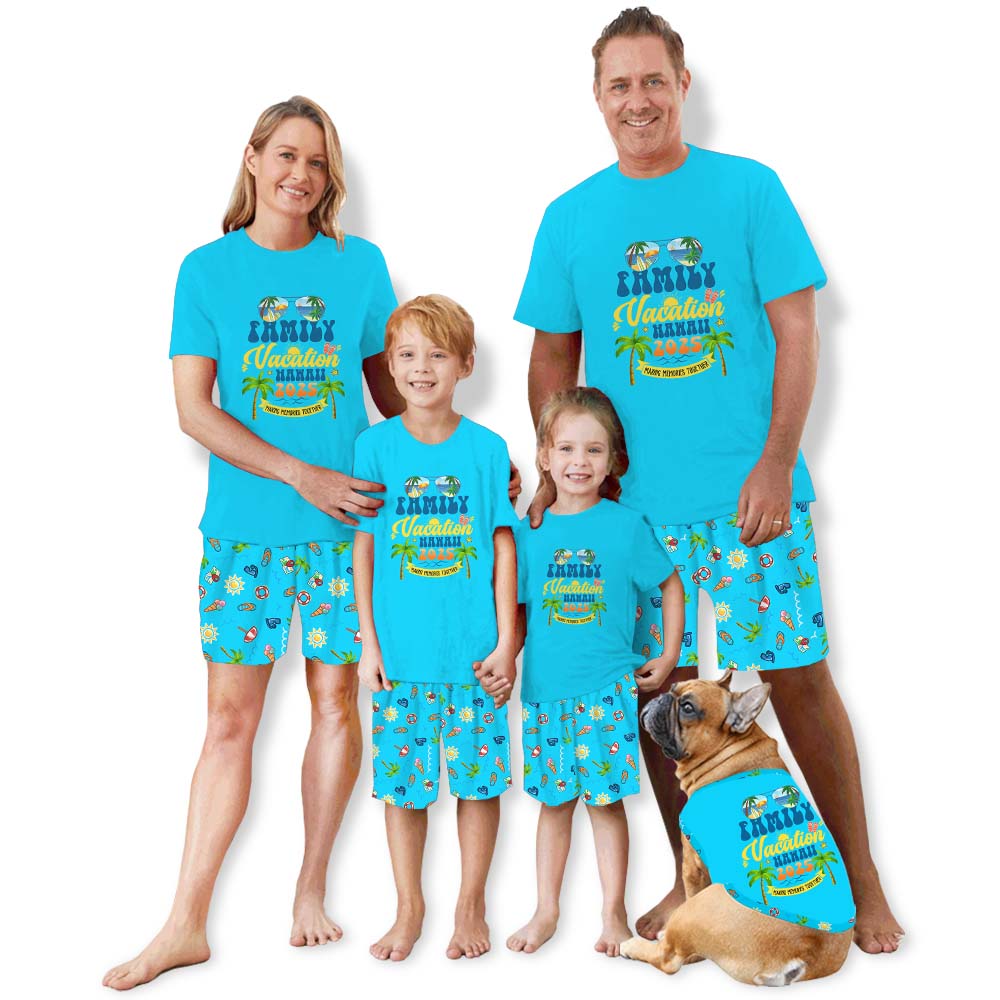 Personalized Destination 2025 Family Holiday Matching Pajamas Short Sleeve Personalized Destination 2025 Family Holiday Matching Pajamas Short Sleeve