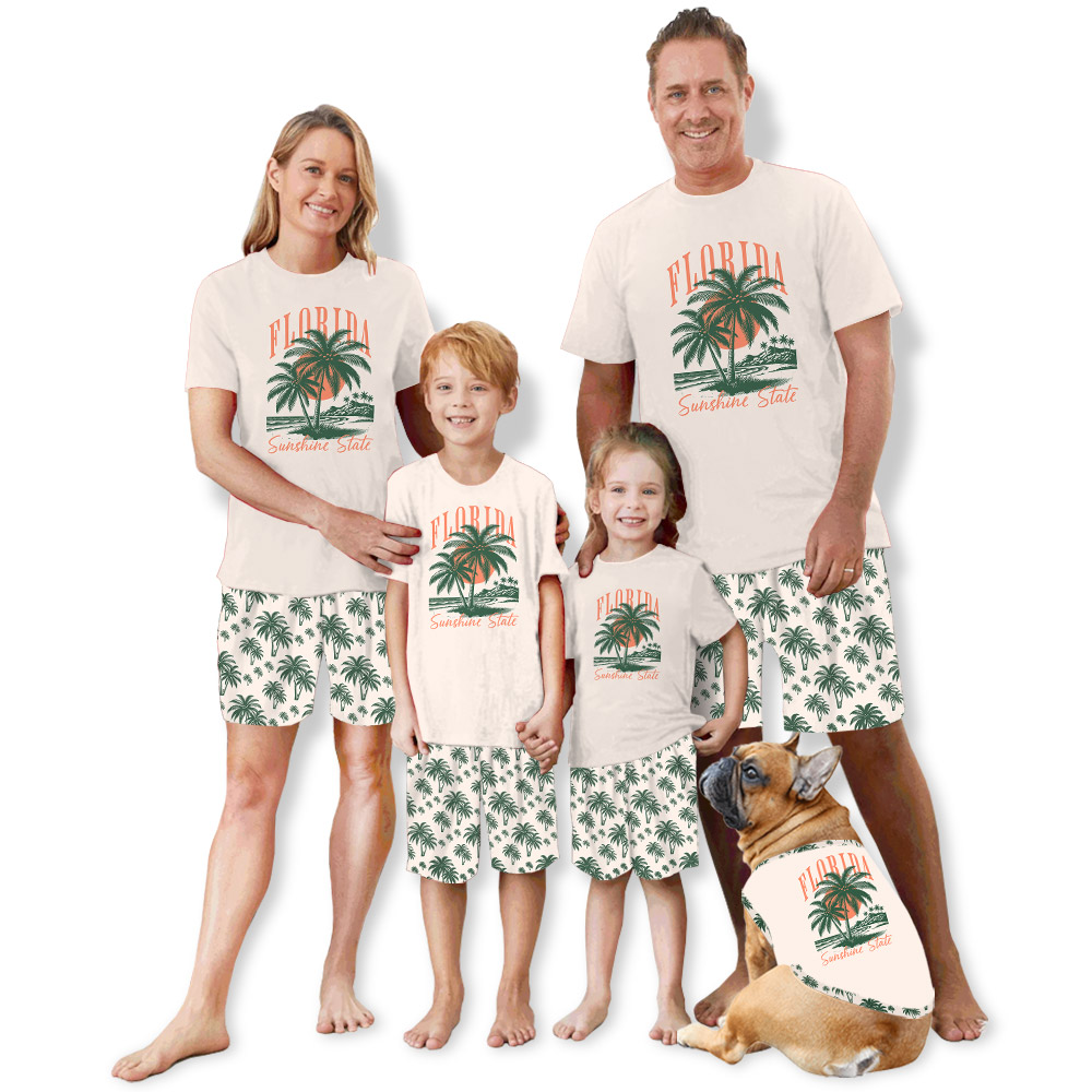 Tropical Themed Florida State Vacation Family Pajamas
