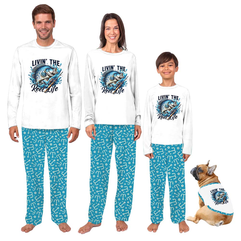 Living The Reel Life Family Fishing Pajamas With Dog Living The Reel Life Family Fishing Pajamas With Dog