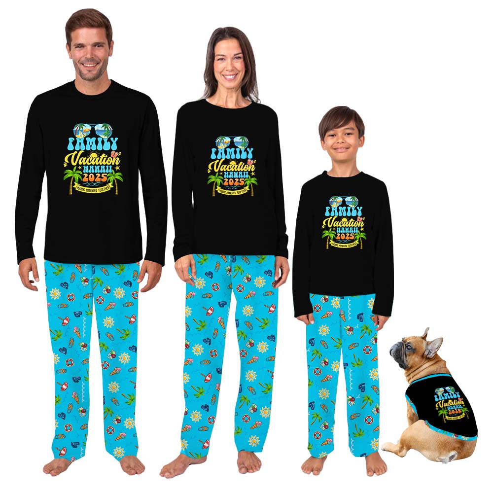 Custom Destination Family Vacation 2025 Matching Pajamas With Dog Custom Destination Family Vacation 2025 Matching Pajamas With Dog