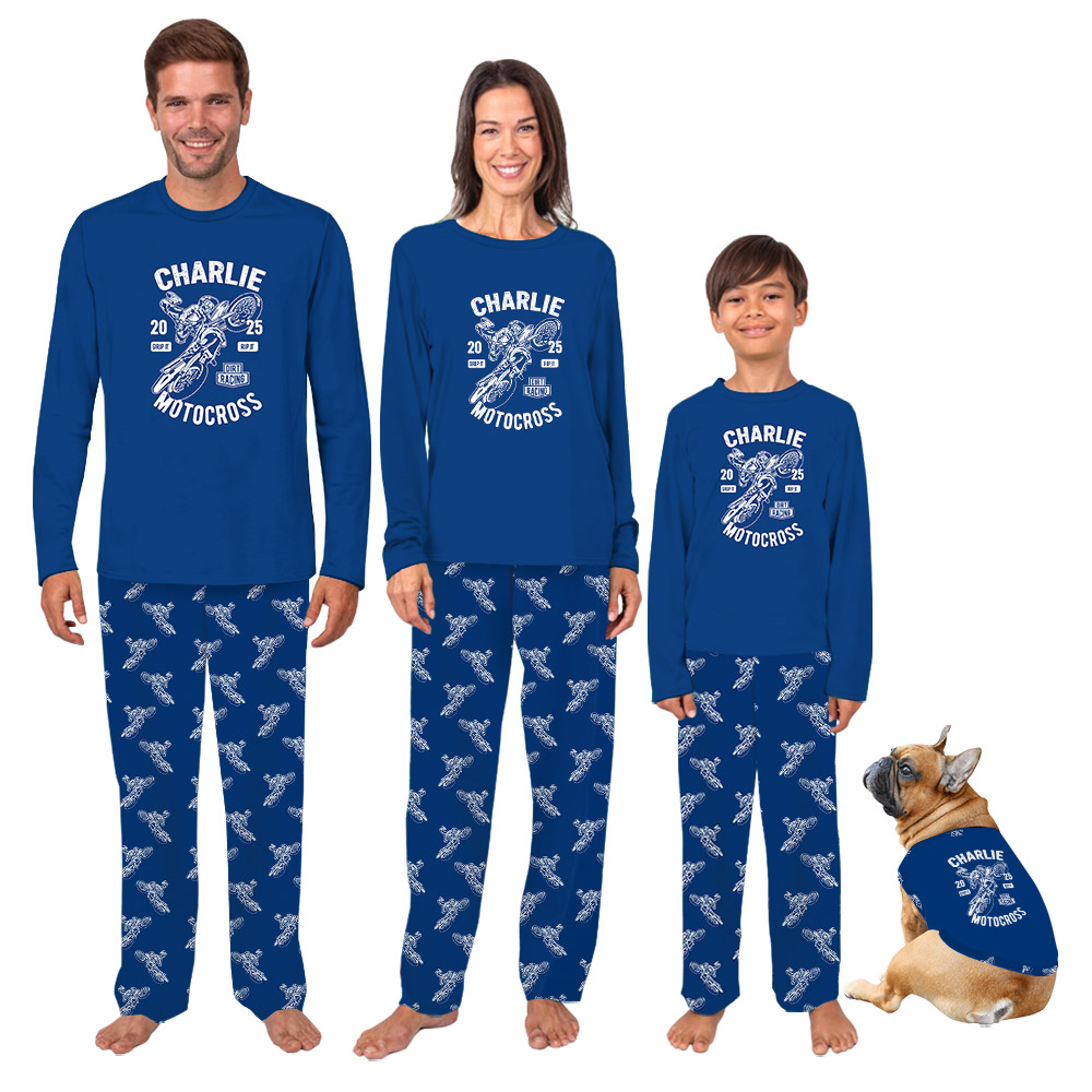 Motocross Pajamas With Your Name 2025 Blue Motocross Pajamas With Your Name 2025 Blue