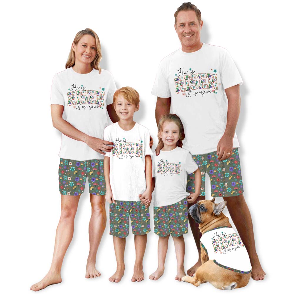 He Is Risen Easter Pajamas For Adults Short Sleeves He Is Risen Easter Pajamas For Adults Short Sleeves