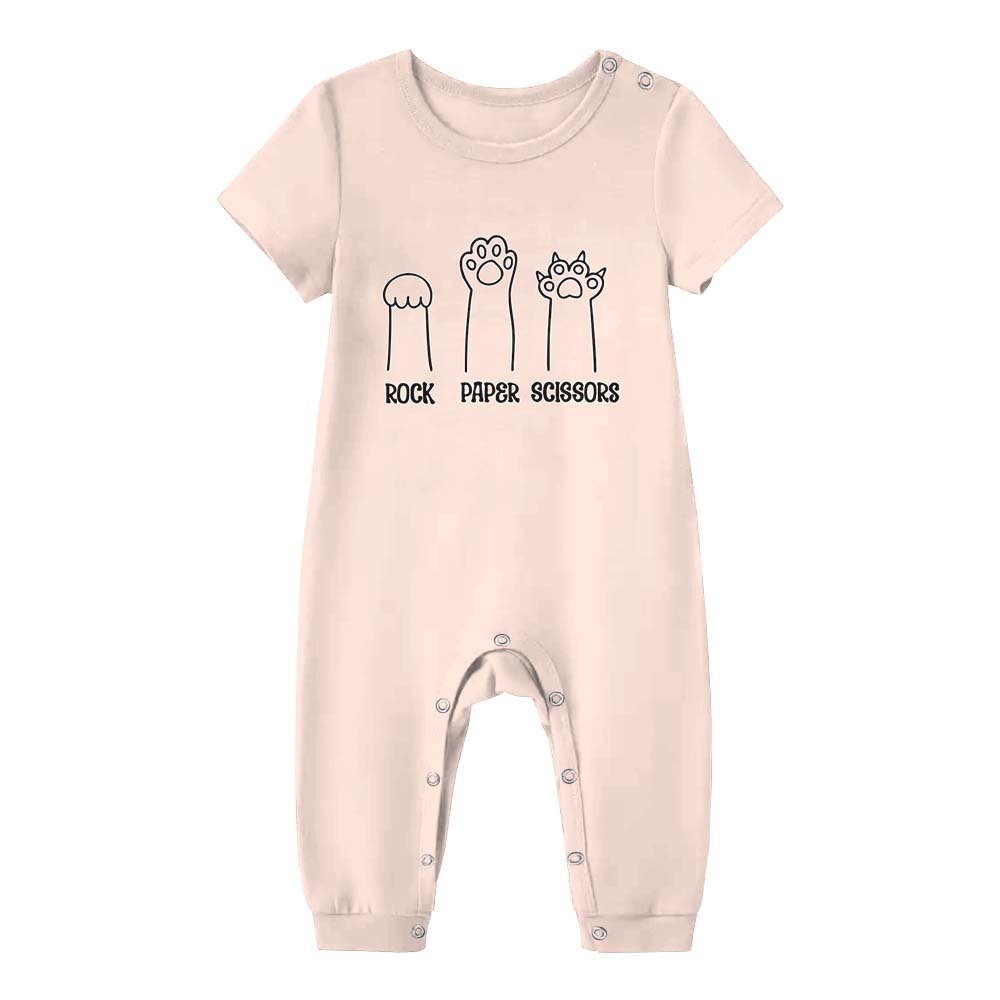 Cute Rock Paper Scissors Cat Pajama Short Set Cute Rock Paper Scissors Cat Pajama Short Set