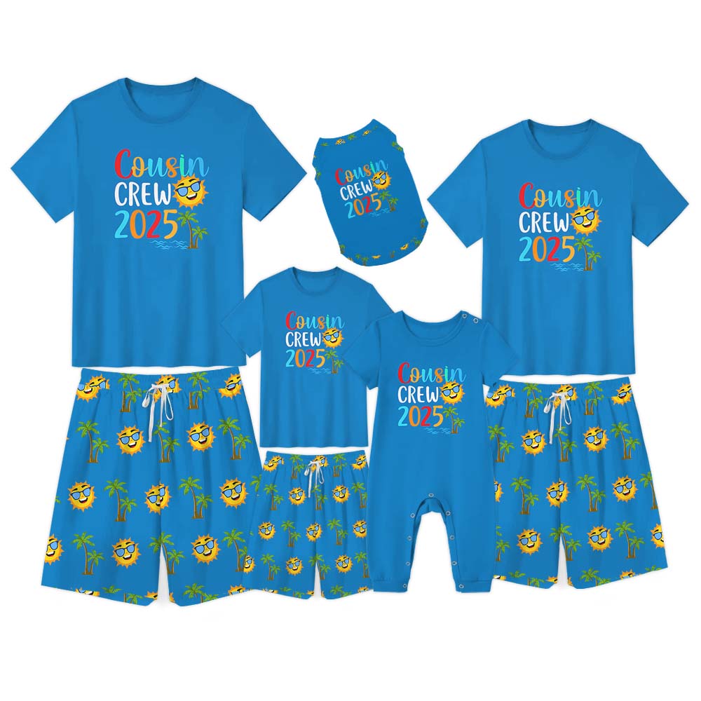 Cute Cousin Crew 2025 Summer Vacation Matching Tops And Shorts Cute Cousin Crew 2025 Summer Vacation Matching Tops And Shorts