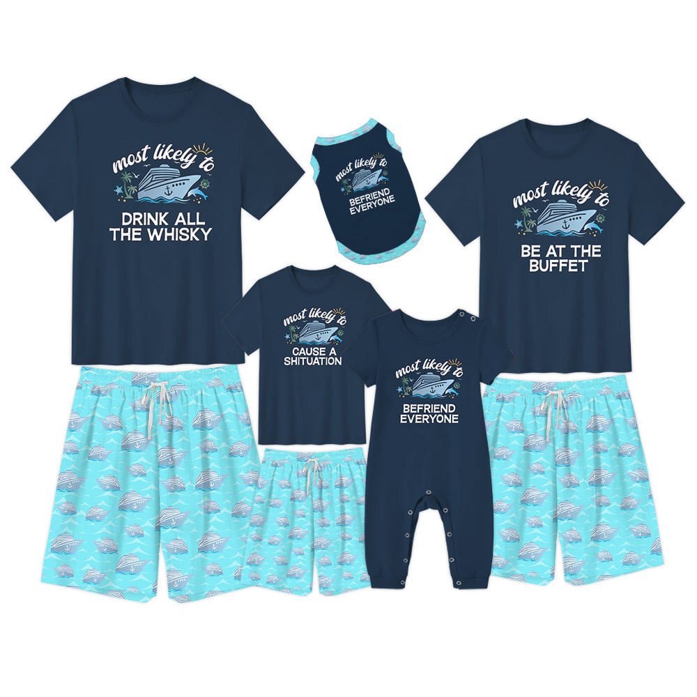 Family Cruise Ship Pajamas Custom Funny Most Likely To Sayings Family Cruise Ship Pajamas Custom Funny Most Likely To Sayings