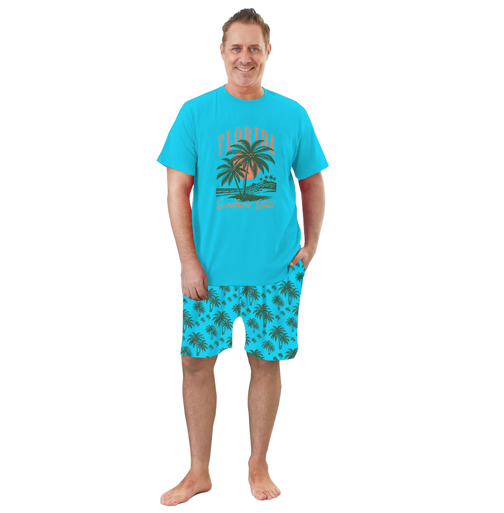 Tropical Florida Vacation Short Pajamas Blue
