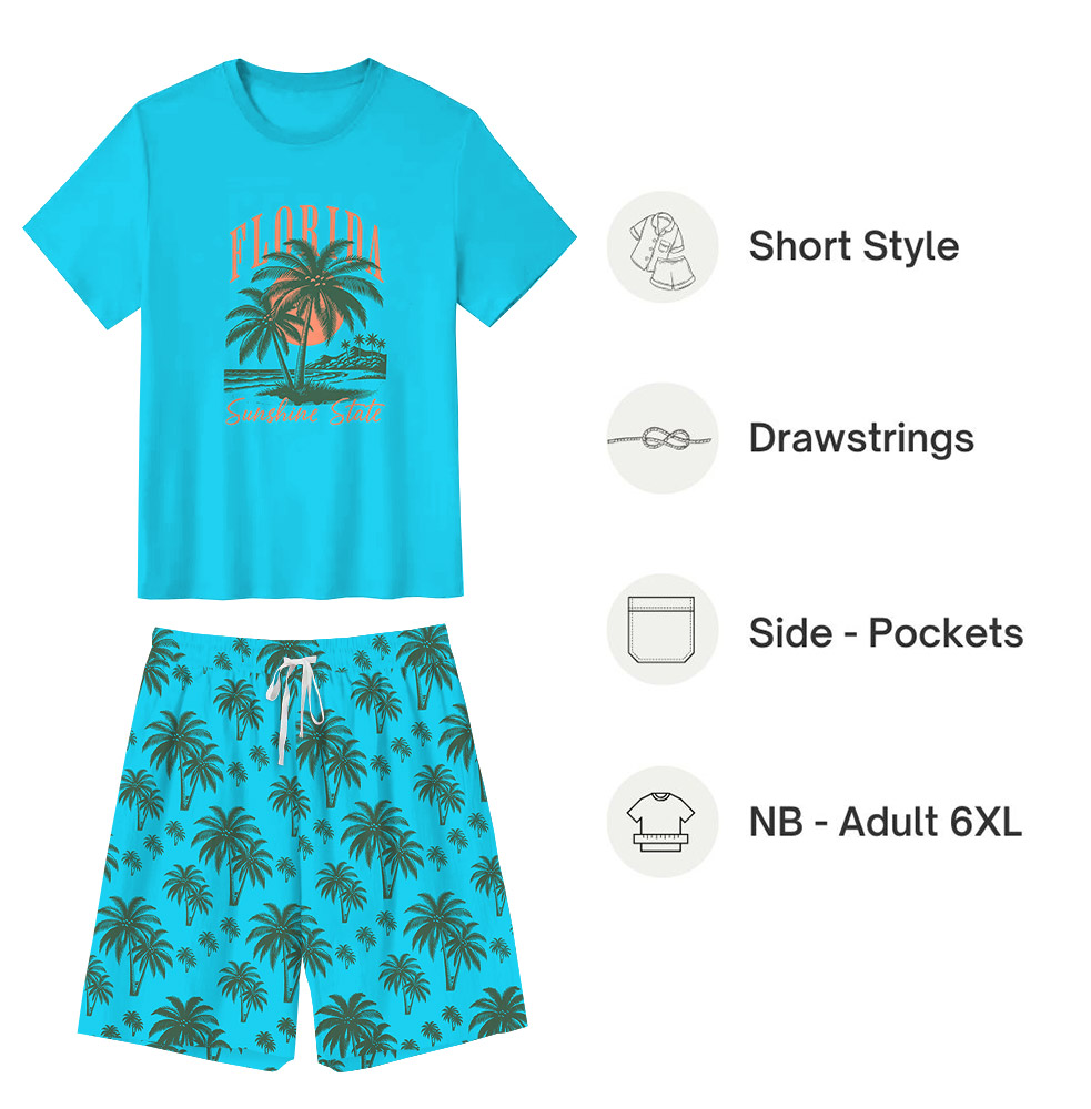 Tropical Florida Vacation Short Pajamas Blue