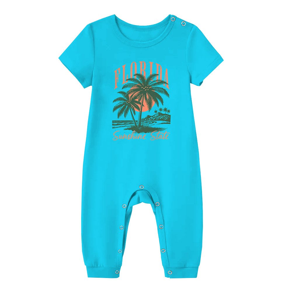 Tropical Florida Vacation Short Pajamas Blue