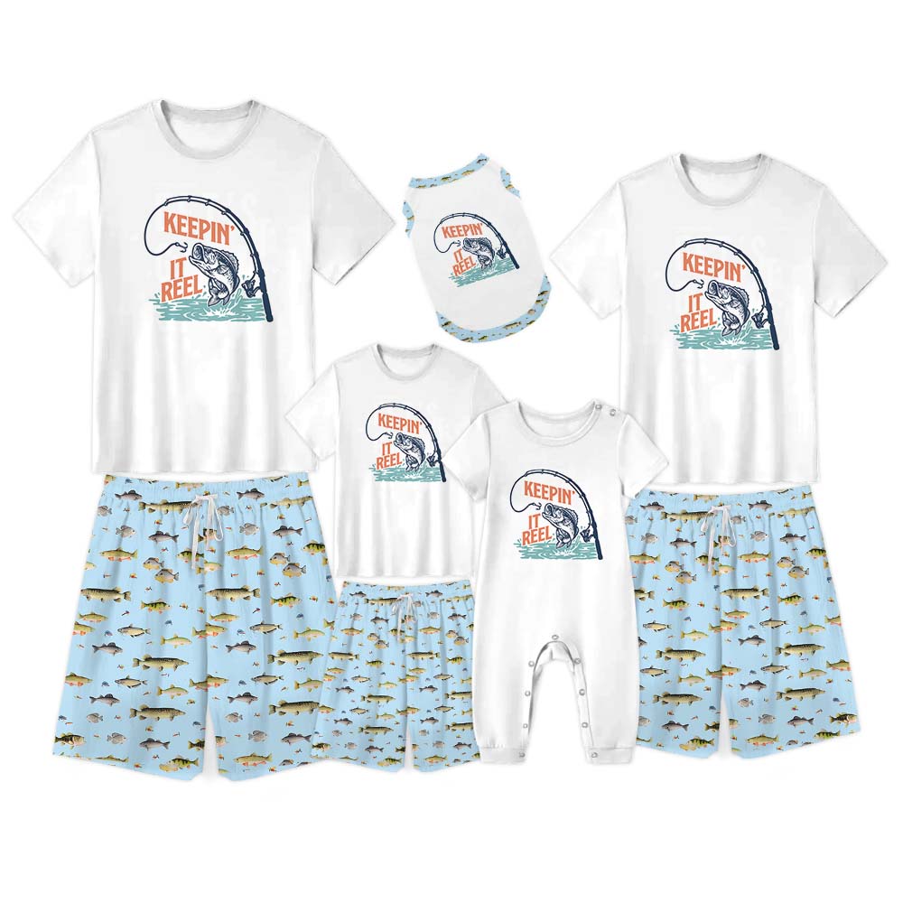 Keeping It Reel Fishing Themed Jammies Matching Short Sleeves Keeping It Reel Fishing Themed Jammies Matching Short Sleeves