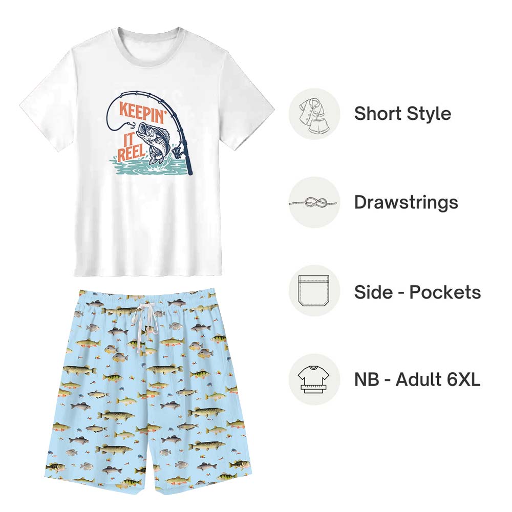 Keeping It Reel Fishing Themed Jammies Matching Short Sleeves Keeping It Reel Fishing Themed Jammies Matching Short Sleeves
