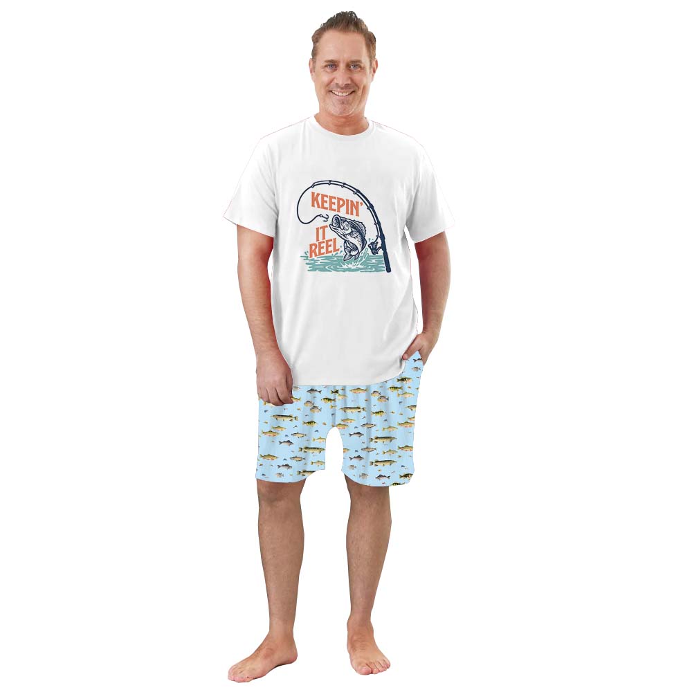 Keeping It Reel Fishing Themed Jammies Matching Short Sleeves Keeping It Reel Fishing Themed Jammies Matching Short Sleeves