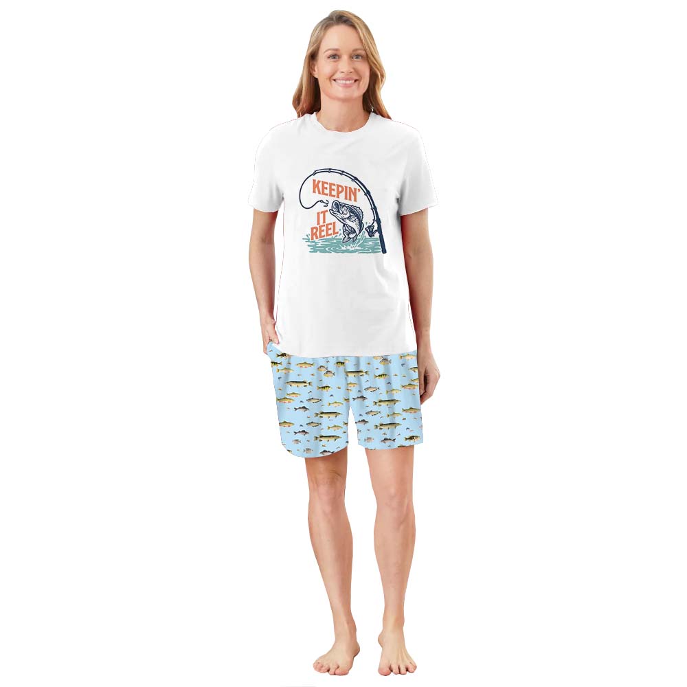Keeping It Reel Fishing Themed Jammies Matching Short Sleeves Keeping It Reel Fishing Themed Jammies Matching Short Sleeves