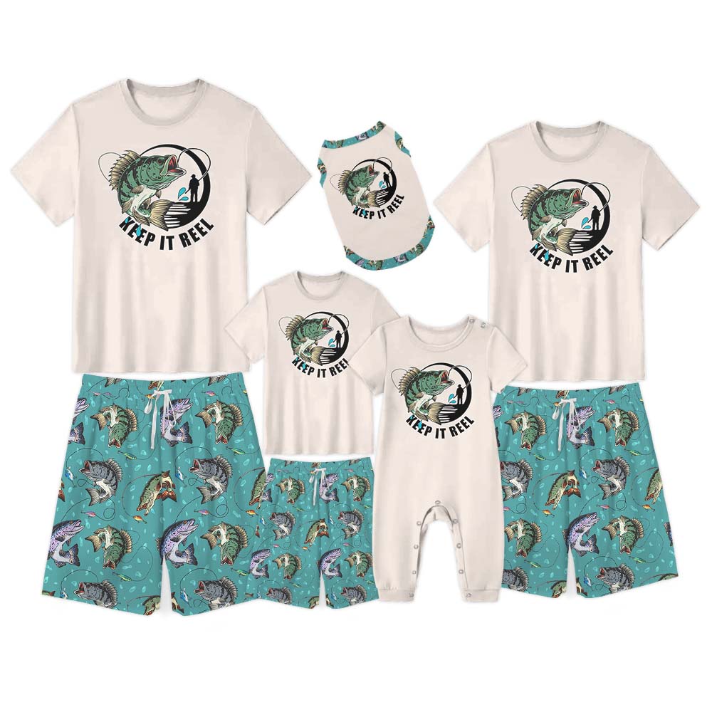 Cute Keep It Reel Fishing Pajama Shorts Set Cute Keep It Reel Fishing Pajama Shorts Set