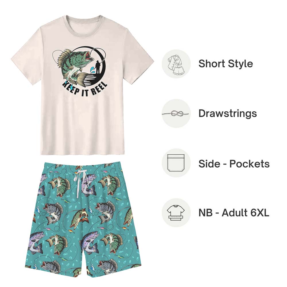 Cute Keep It Reel Fishing Pajama Shorts Set Cute Keep It Reel Fishing Pajama Shorts Set