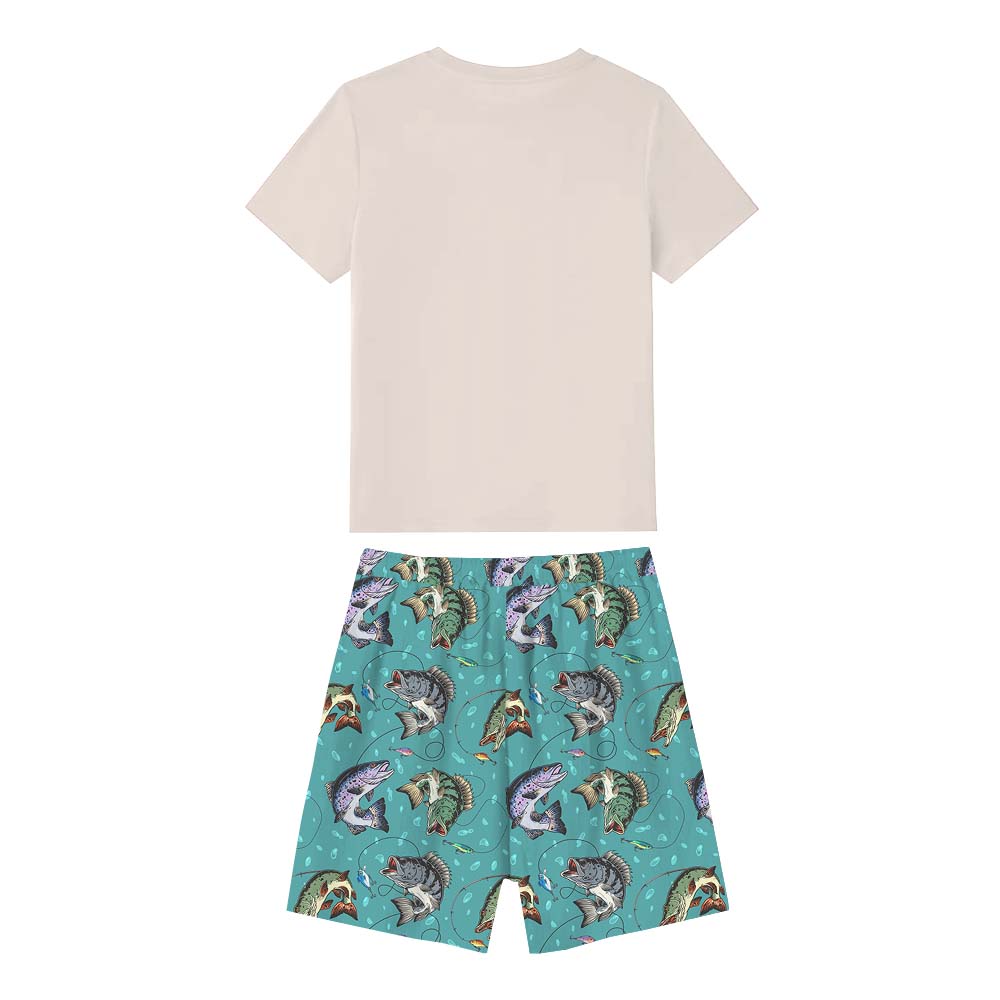 Cute Keep It Reel Fishing Pajama Shorts Set Cute Keep It Reel Fishing Pajama Shorts Set