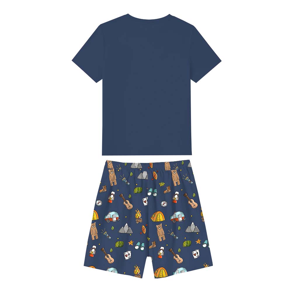 Camping Heart Pajamas For Adults Short Sleeves Camping Heart Pajamas For Adults Short Sleeves