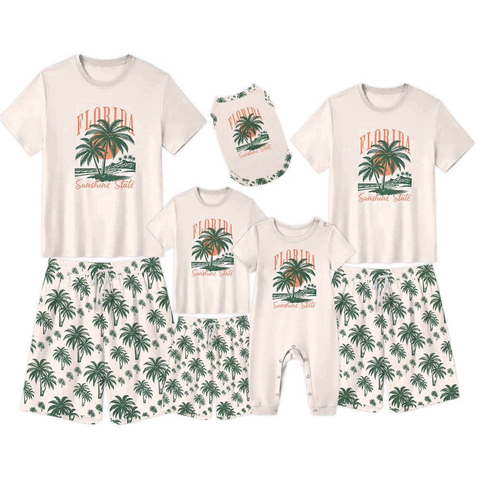 Tropical Themed Florida State Vacation Family Pajamas