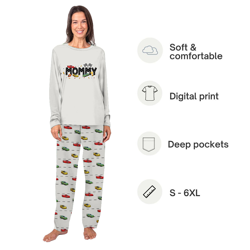Cute Race Car Family Pajamas Customized With Your Name Cute Race Car Family Pajamas Customized With Your Name