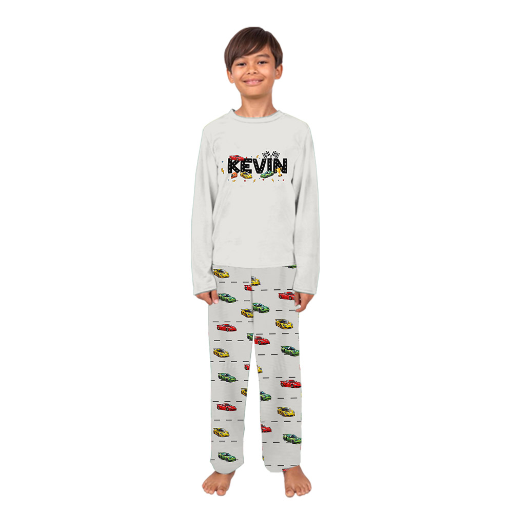 Cute Race Car Family Pajamas Customized With Your Name Cute Race Car Family Pajamas Customized With Your Name