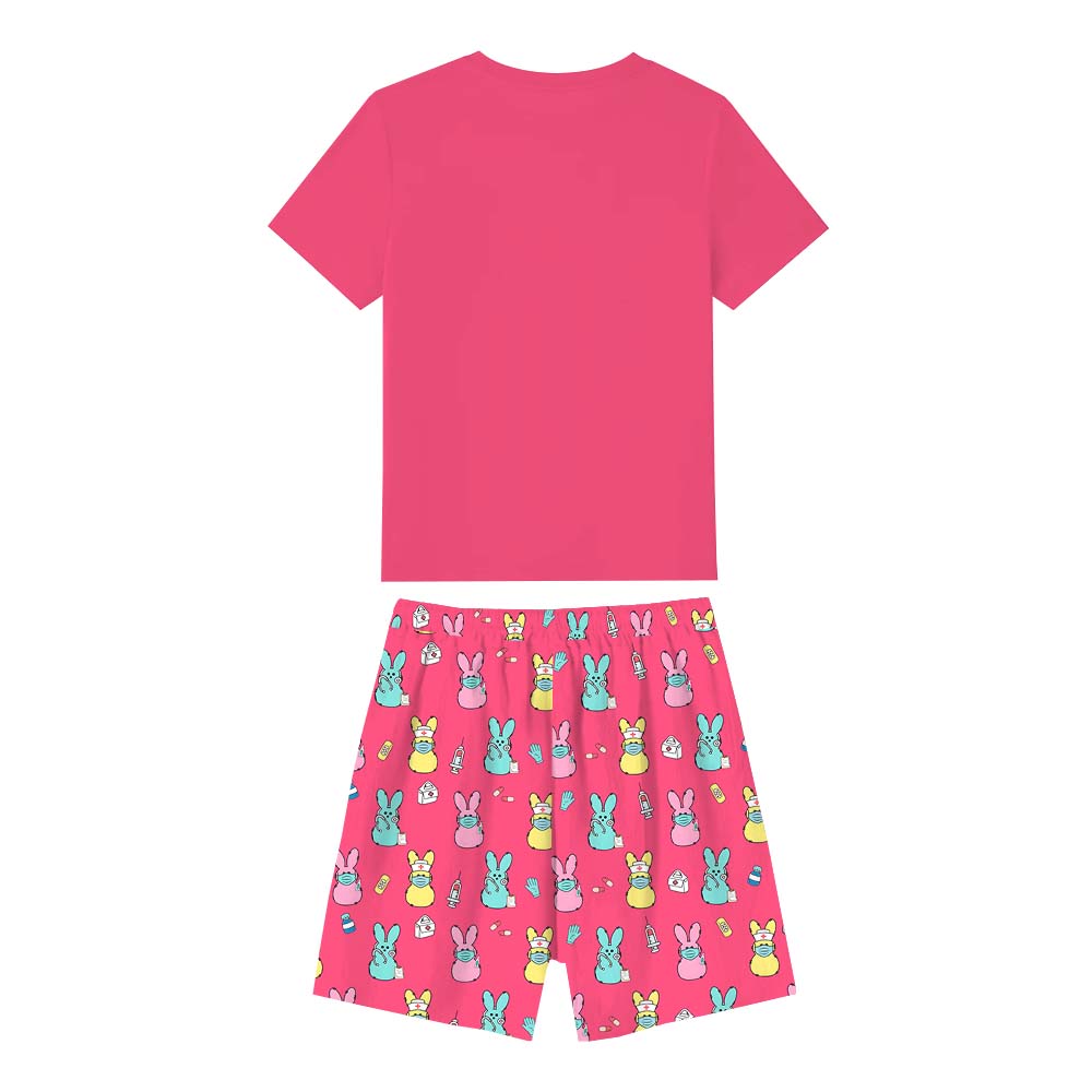 Chillin With My Peeps Easter Pajama Shorts Set Pink Chillin With My Peeps Easter Pajama Shorts Set Pink