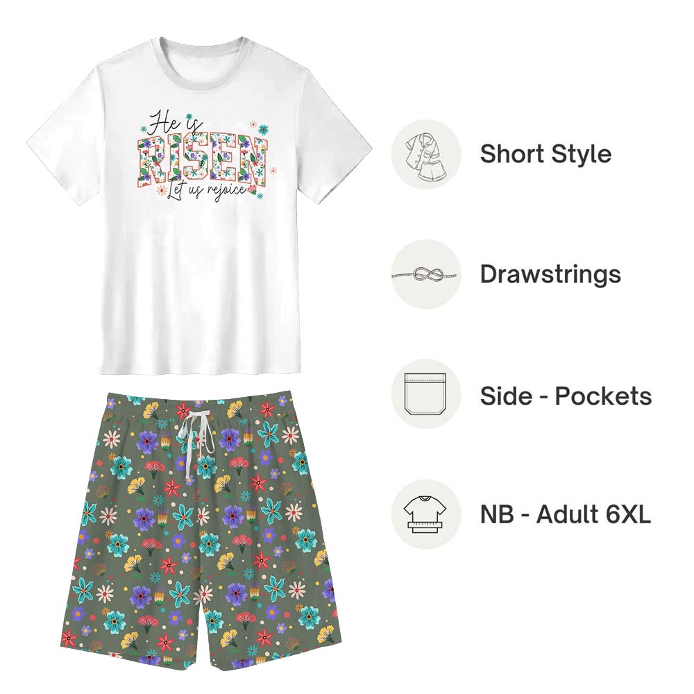 He Is Risen Easter Pajamas For Adults Short Sleeves He Is Risen Easter Pajamas For Adults Short Sleeves