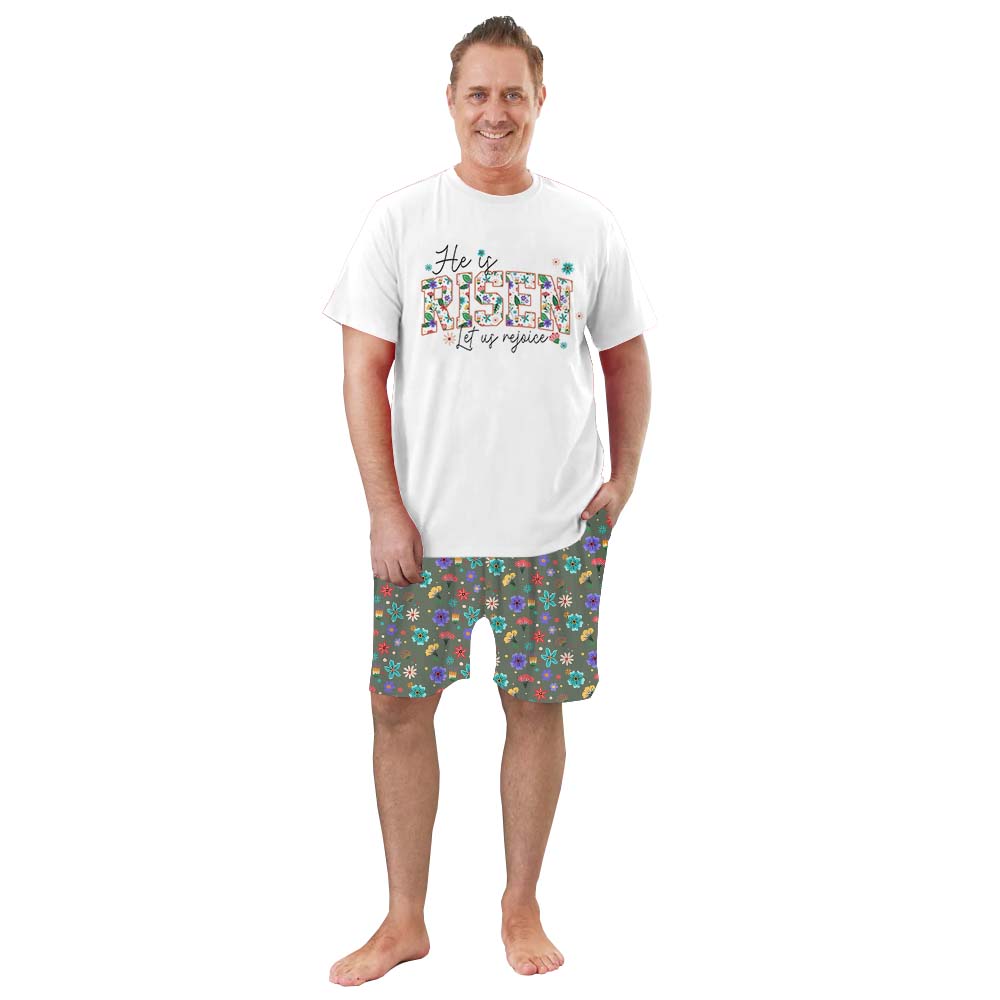 He Is Risen Easter Pajamas For Adults Short Sleeves He Is Risen Easter Pajamas For Adults Short Sleeves