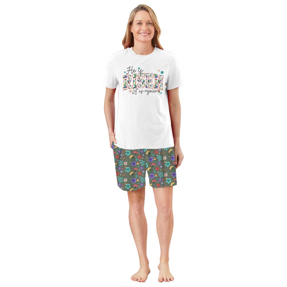 He Is Risen Easter Pajamas For Adults Short Sleeves He Is Risen Easter Pajamas For Adults Short Sleeves
