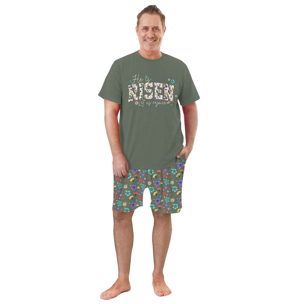 Festive Christian Easter Matching Family Pajamas With Dogs Short Sleeves Festive Christian Easter Matching Family Pajamas With Dogs Short Sleeves