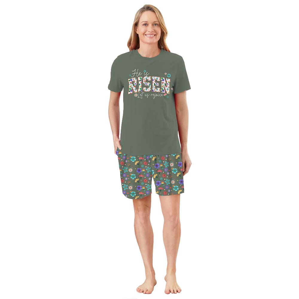 Festive Christian Easter Matching Family Pajamas With Dogs Short Sleeves Festive Christian Easter Matching Family Pajamas With Dogs Short Sleeves