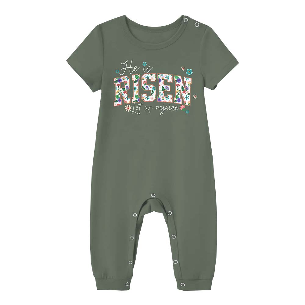 Festive Christian Easter Matching Family Pajamas With Dogs Short Sleeves Festive Christian Easter Matching Family Pajamas With Dogs Short Sleeves